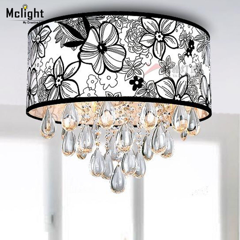 european style aisle led crystal ceiling light with black lampshade for dining room mc0590 for bedroom
