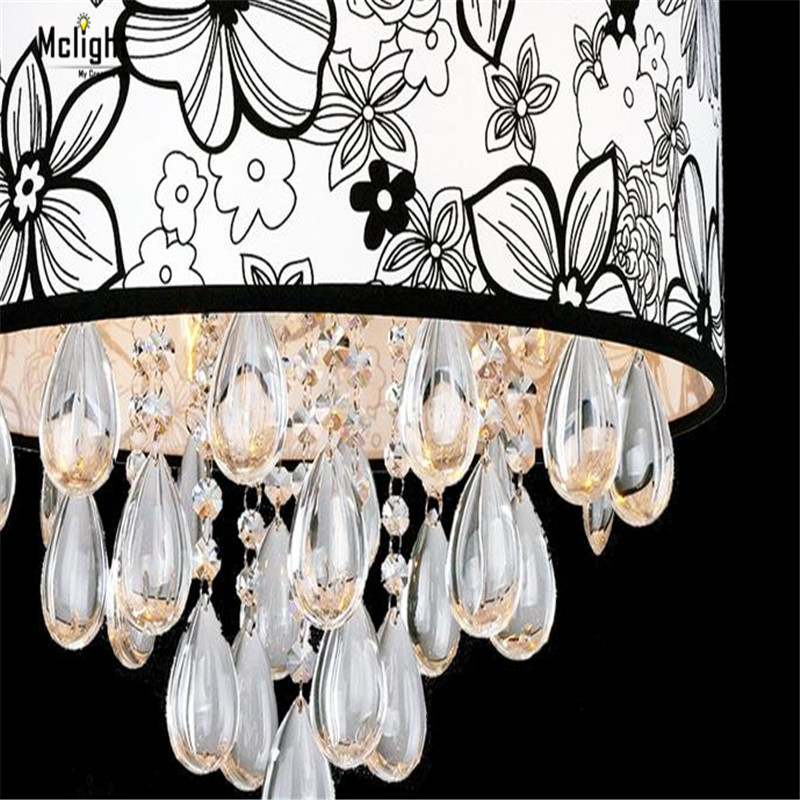 european style aisle led crystal ceiling light with black lampshade for dining room mc0590 for bedroom