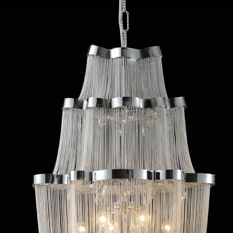 french chain chandelier light fixture long empire chain hanging suspension lustre lamp light