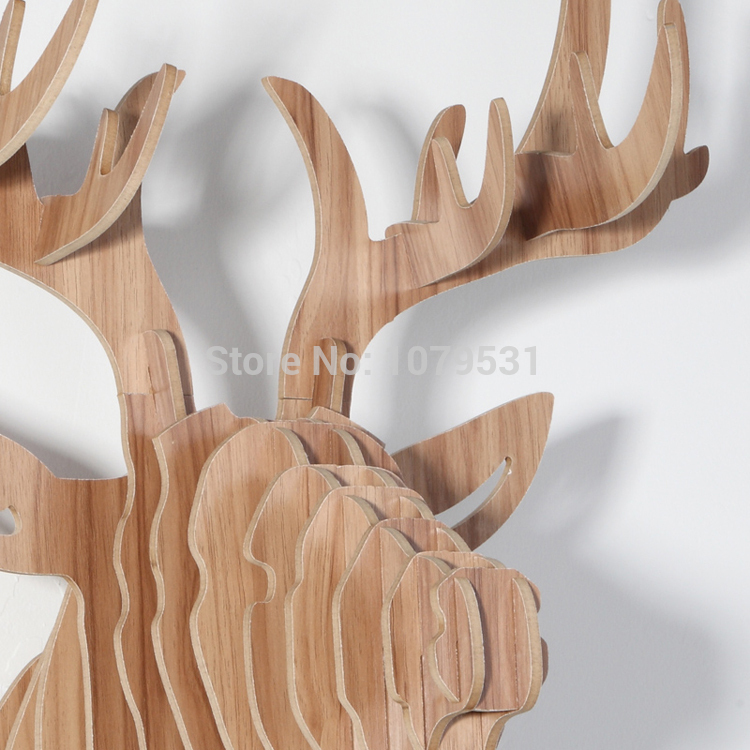 home decoration of wooden crafts deer head wall hanging,wood carved elk animal head wall decor chineseash color