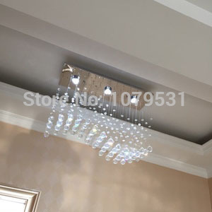[l60cm*w20cm*d80cm] modern led crystal ceiling lamp,crystal wave 3 heads lamparas de techo, led crystal luster for dining room