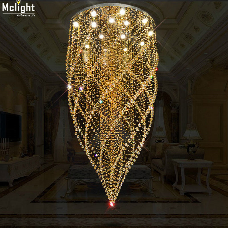large crystal ceiling lights fixture amber crystal light lustre de cristal lamp for stair, staircase with gu10 bulbs dia 800mm