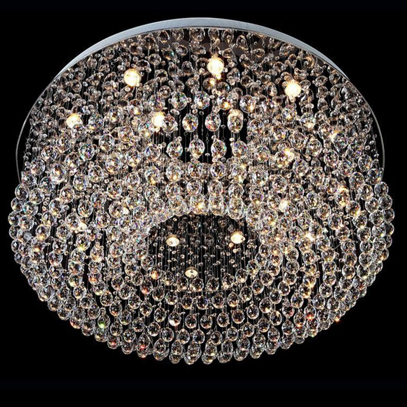 large el round crystal ceiling light fixture lustres de cristal lamp lighting for stair / foyer/ hallway