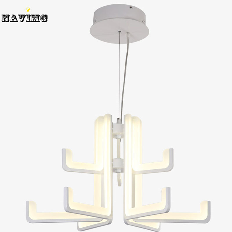 led acrylic chandelier light fixture modern white led suspension hanging lamp
