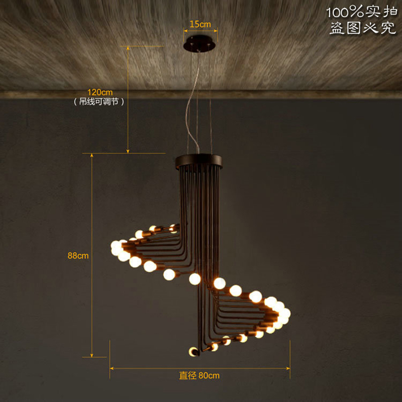 loft retro industrial stairs pendant lights creative cafe bar spiral staircase sitting room wrought iron droplight lamp