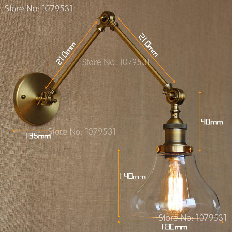 loft swing arm transparent glass wall lamps modern home lighting for living room bedroom country style wall lights