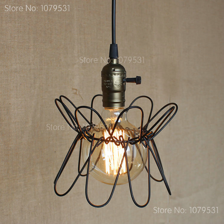 loft vintage indoor cage pendant lights with switch northern europe american retro pendant lamp lighting