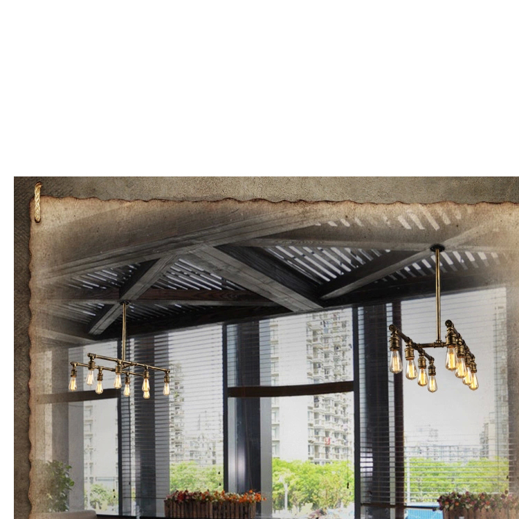 loft vintage personalized 8 heads industrial water pipe pendant light bar lamps edison pendant lamp antique lighting