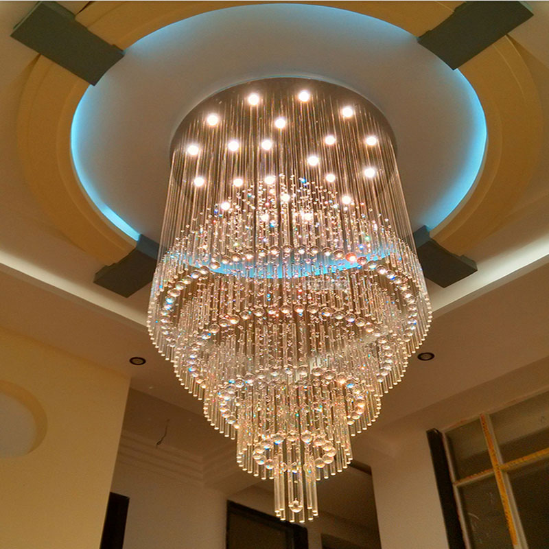 long size large crystal ceiling light fixture crystal light stair light lustre lamp for stair case and foyer / hallway mc0579