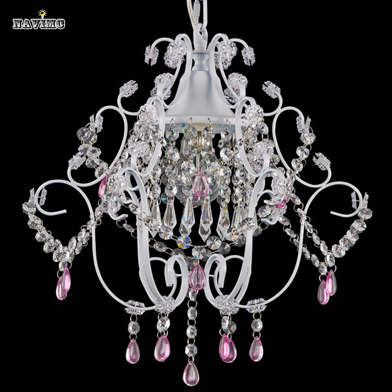 mini princess vintage crystal chandelier light fitting wrought iron purple small crystal suspension hanging light