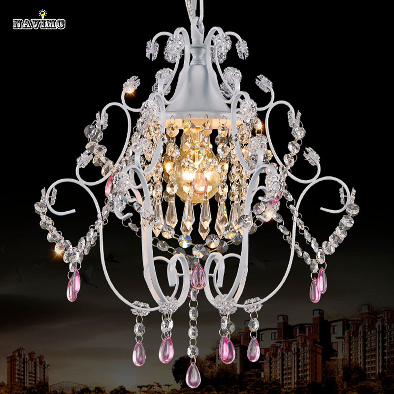 mini princess vintage crystal chandelier light fitting wrought iron purple small crystal suspension hanging light