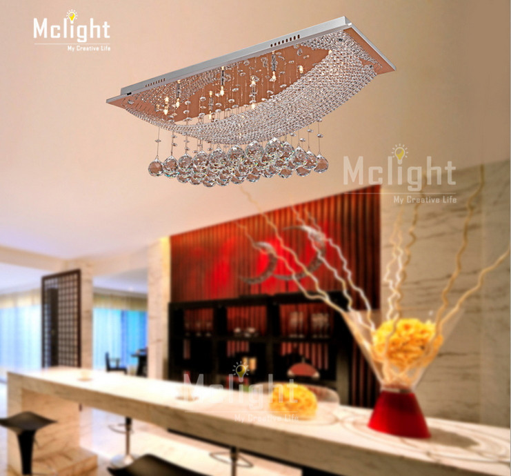 modern crystal ceiling light fixture rectangle lustre crystal light/ lamp modern ceiling lights for living room mc0536
