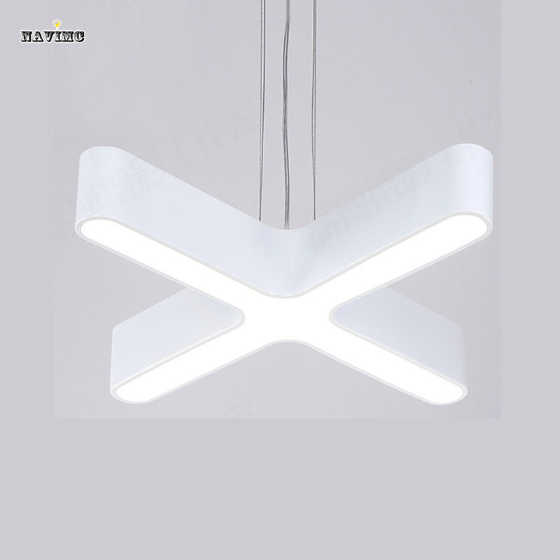 modern led black chandelier light fixture white cross design acrylic hanging lamp suspension light for pendant