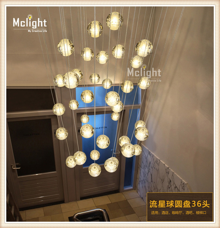 modern led crystal chandelier light fixture magic 18 crstal ball lustre loft stairwell crystal light meteor shower cristal lamp