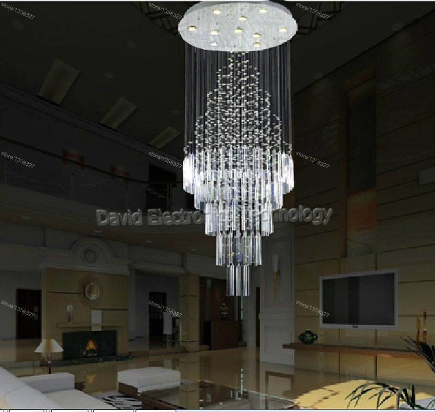 modern led el project crystal chandelier for foyer dia500*2000mm ac staircase lamp large pending dining room light fixture