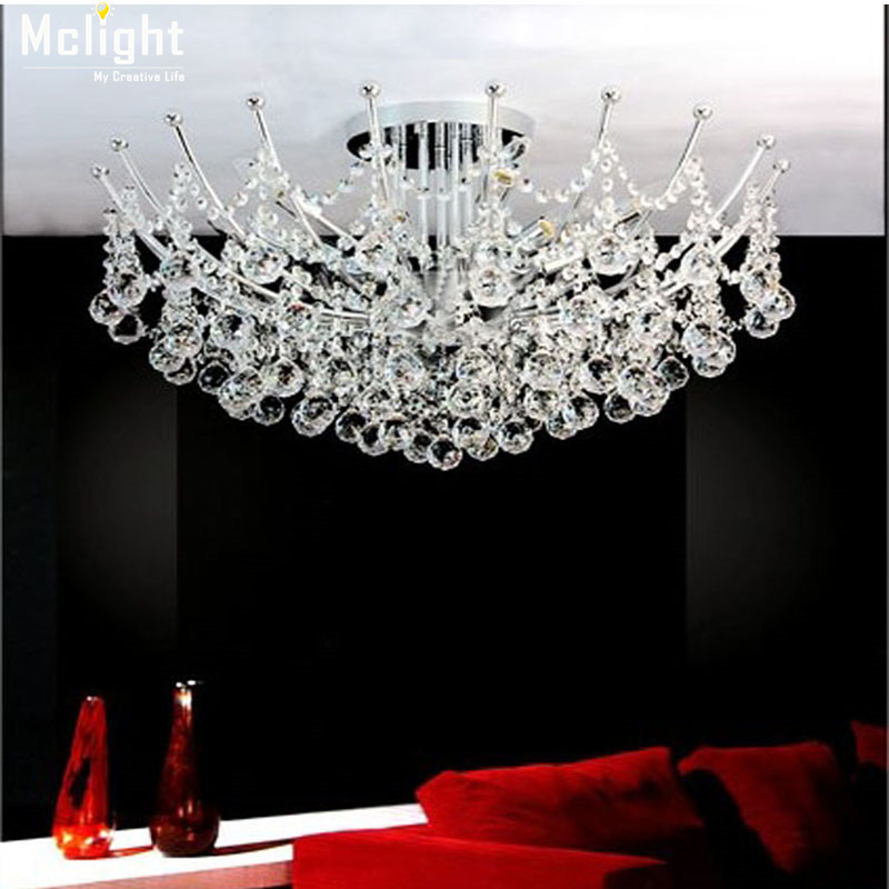 modern lustre vanity crystal chandelier light fixture chrome finish led ceiling lamp for dining room restaurant