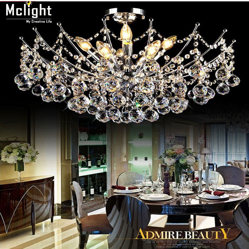 modern lustre vanity crystal chandelier light fixture chrome finish led ceiling lamp for dining room restaurant