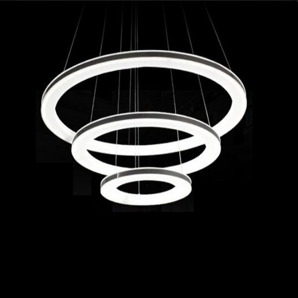 modern luxury led acrylic chandelier light fixtue white warm white lamps 3 ring for dining room hanging lamp for foyer