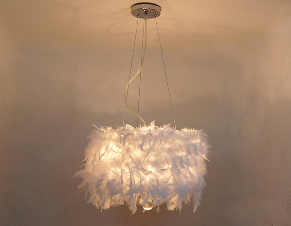 modern pendant feathers crystal chandelier lighting 3 lights diameter 21.65"/55cm for living room kitchen bedroom kids room - Click Image to Close