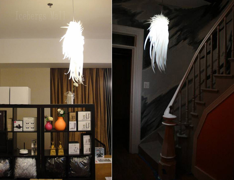modern pendant light romantic angel wings pp feather bedroom pendant lamp lamparas lustre e27 hanging lamp 110-240v