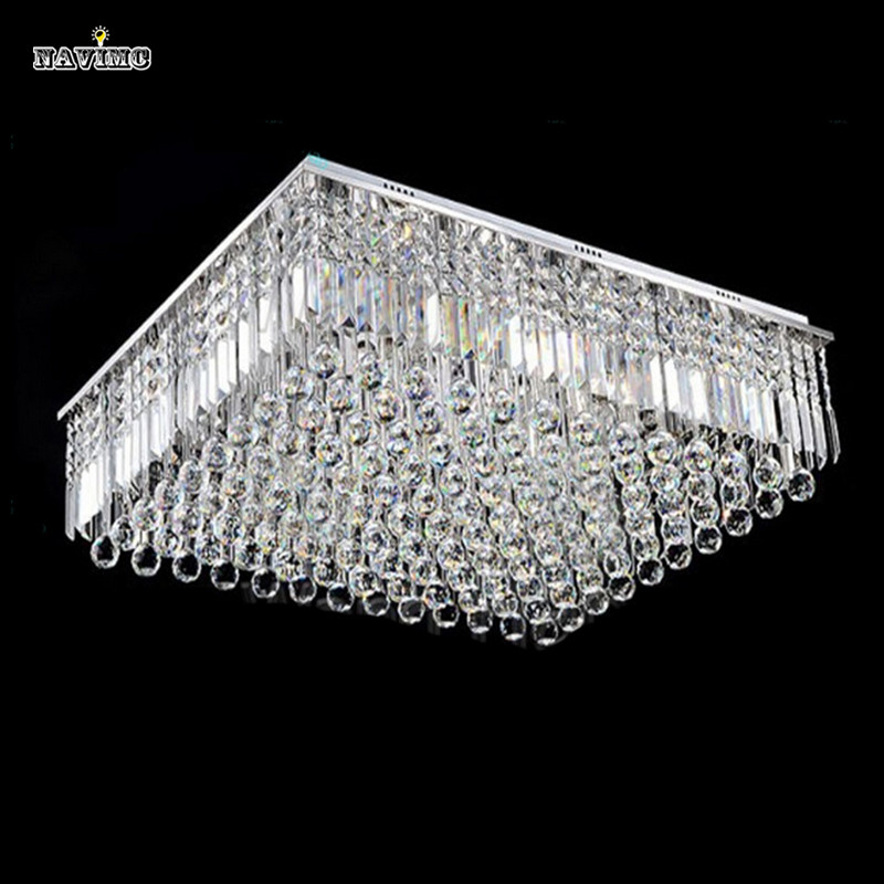new modern flush mount square clear crystal ceiling light living room bedroom crystal lamp , modern lighting