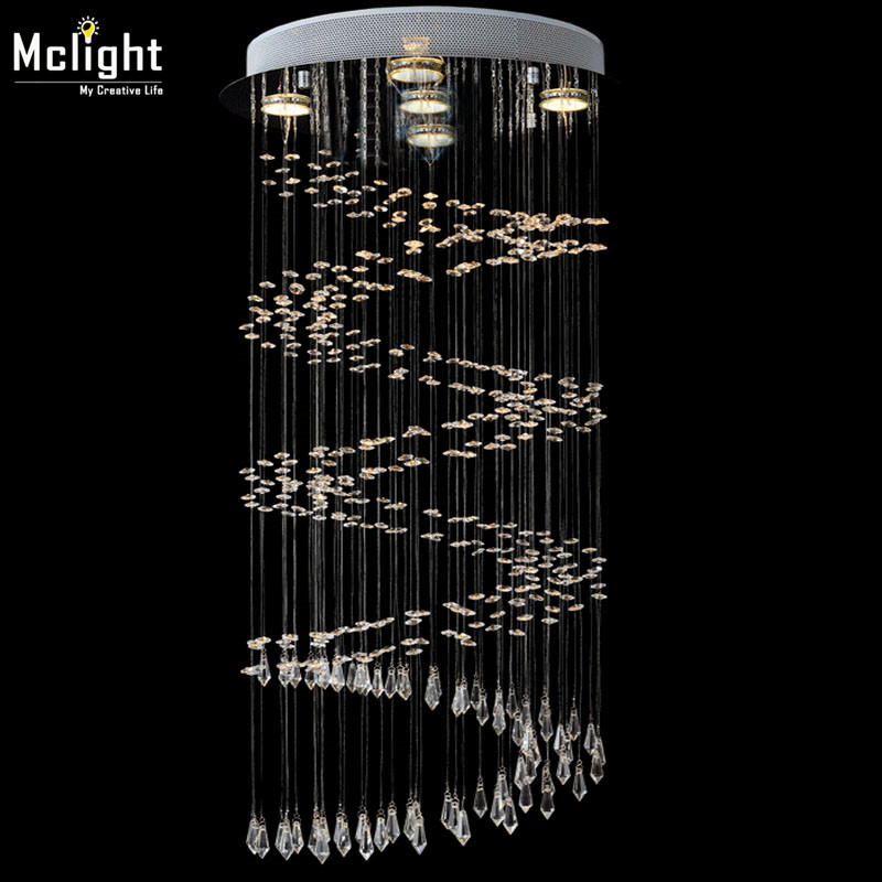 newest spiral crystal ceiling light lustres de sala crystal lamp home decoration lighting fixture with gu10 bulbs