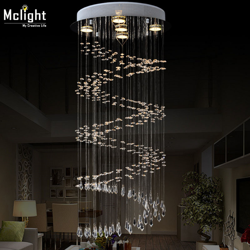 newest spiral crystal ceiling light lustres de sala crystal lamp home decoration lighting fixture with gu10 bulbs