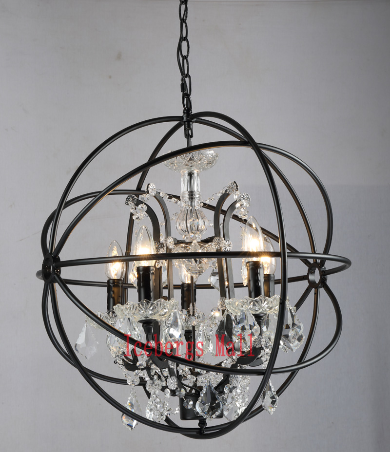 nordic iron chain cage crystal pendant lights american rh industrial lamp vintage home decor hanging light for living room
