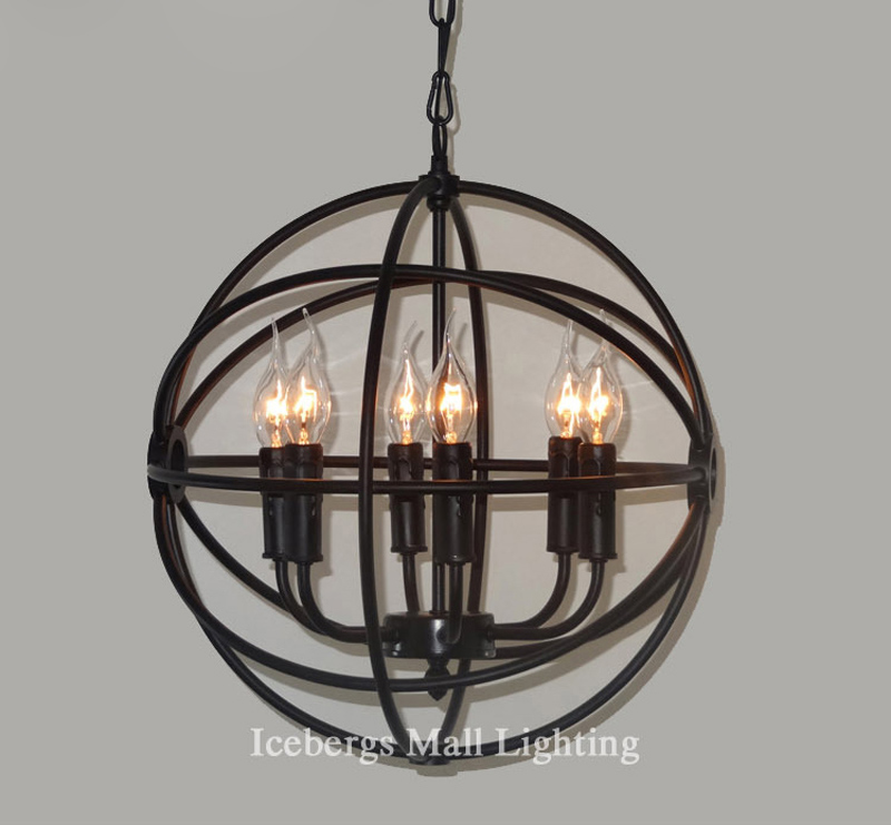 nordic rh vintage pendant light sphere fixture foucault's iron orb chain candle pendant lamp rustic loft light fixture 110v-220v