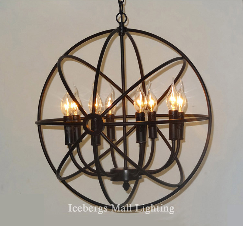 nordic rh vintage pendant light sphere fixture foucault's iron orb chain candle pendant lamp rustic loft light fixture 110v-220v