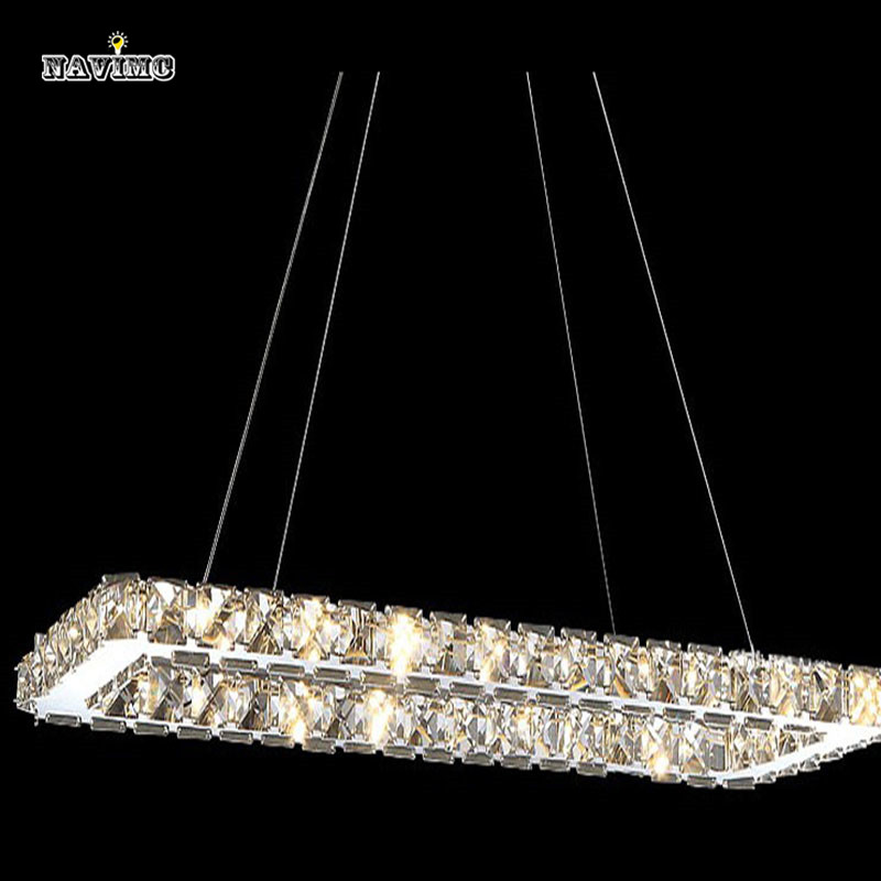 rectange led crystal chandelier lighting fixture l60*w30*h100cm three sides lustres crystal lights for dining room pending