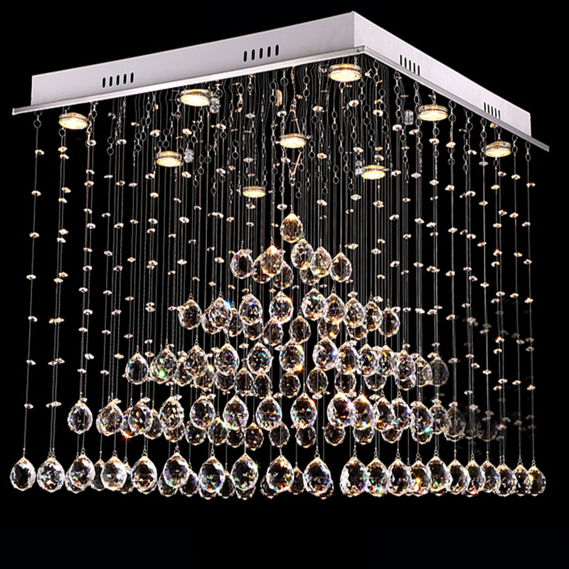 rectangular wave led modern crystal chandelier ligthting fixture for dining room living room bedroom girls room lamp