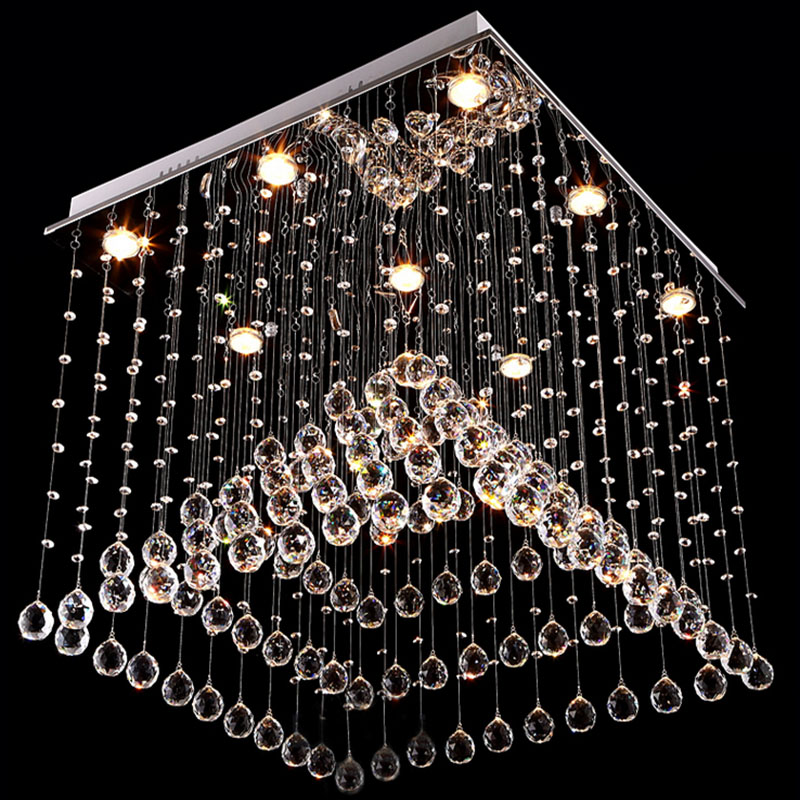 rectangular wave led modern crystal chandelier ligthting fixture for dining room living room bedroom girls room lamp