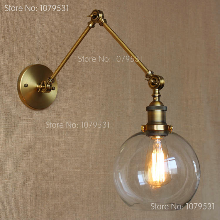 retro two swing arm wall lamp glass shade wall sconces,wall mount swing arm lamps with edison bulbs