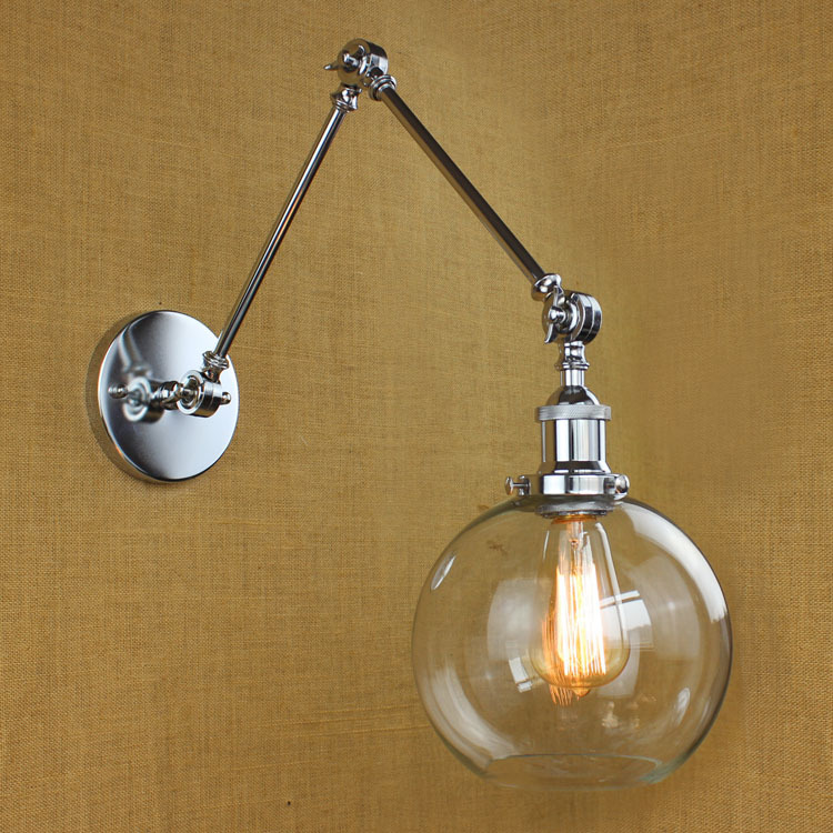 retro two swing arm wall lamp glass shade wall sconces,wall mount swing arm lamps with edison bulbs