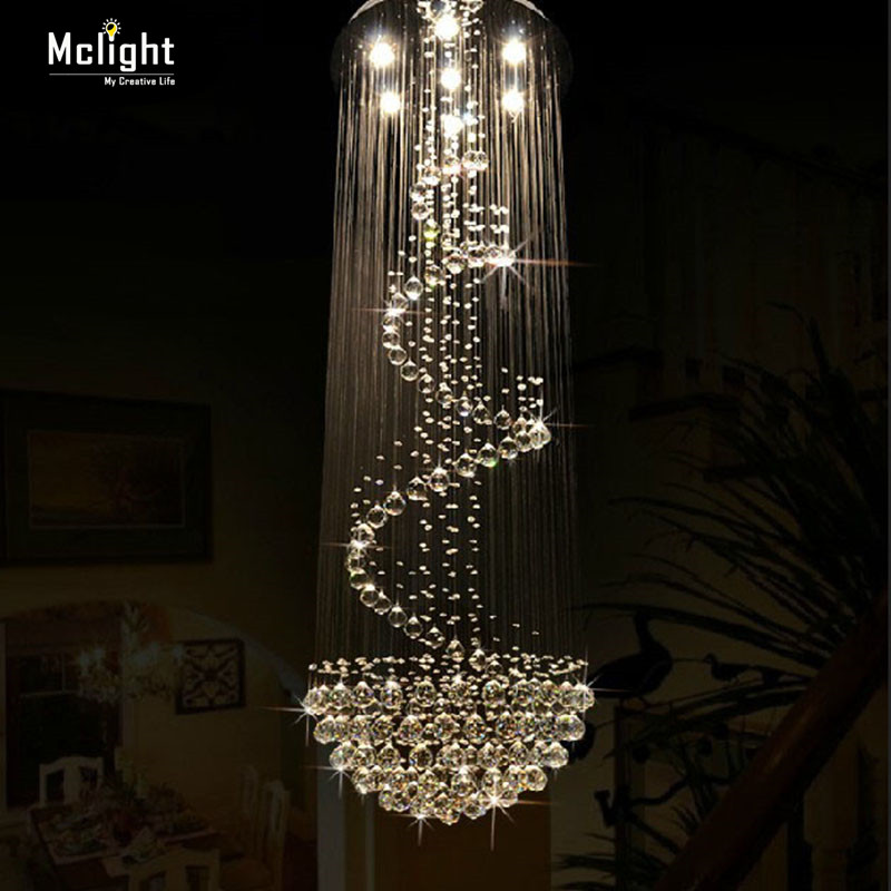 spiral design large stair modern luxury led crystal chandelier lighting fixture staircase lights dia80*h260cm