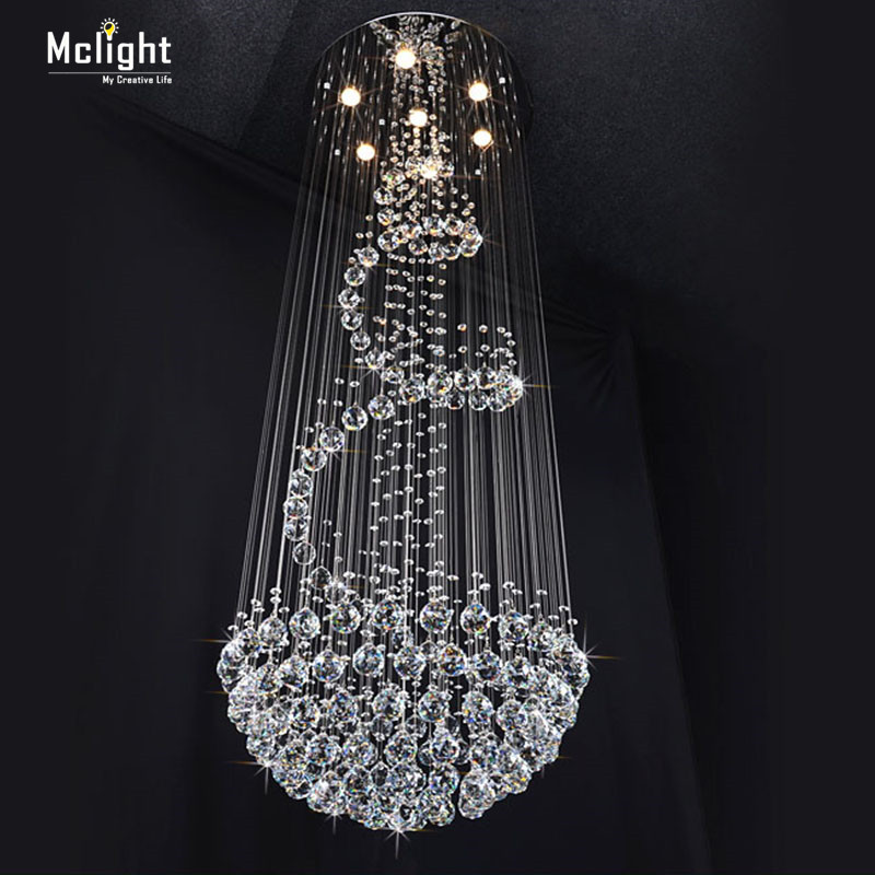 spiral design large stair modern luxury led crystal chandelier lighting fixture staircase lights dia80*h260cm