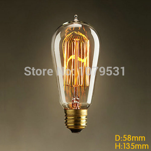 vintage edison light bulb e27 40w 110v 220v st58 incandescent bulb for pendant lights