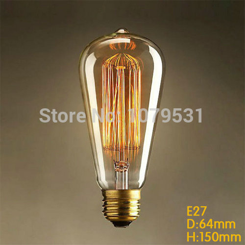 vintage edison light bulb e27 40w 110v 220v st64 incandescent bulb for pendant lights - Click Image to Close
