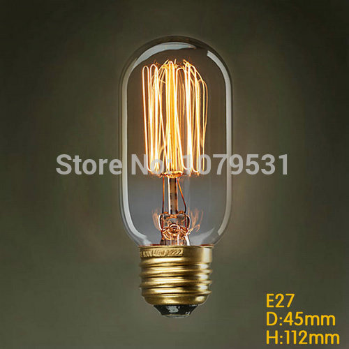 vintage edison light bulb e27 40w 110v 220v t45 incandescent bulb for pendant lights - Click Image to Close