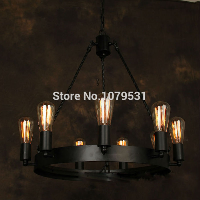 vintage industrial edison lamp chandelier e27*9pcs american style ancient rh loft pendant lamps coffee bar kitchen light fixture