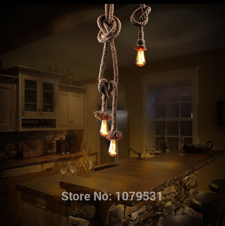 vintage rope pendant light lamp loft creative personality industrial lamp edison bulb american style for living room