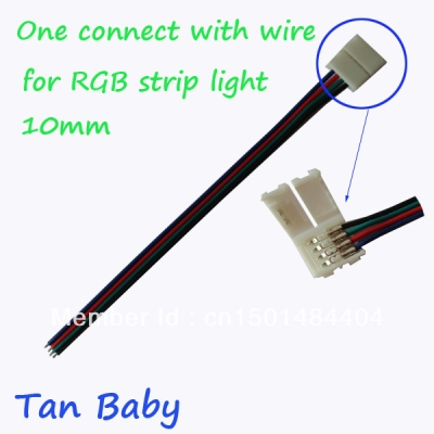100pcs/lot one connector for rgb 5050 led flexible strip light,width 10mm led cable line adapter [led-strip-connector-3693]