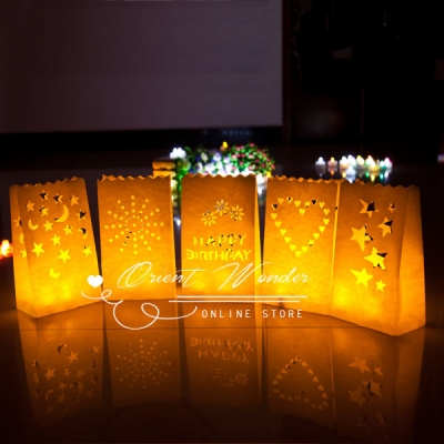 100pcs/lot paper candle lantern bag luminary tealight holder for wedding party event decoration 5 style for selection