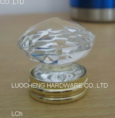 10PCS/LOT FREE SHIPPING 35MM CLEAR CRYSTAL KNOB ON A GOLD BRASS BASE [Crystal Cabinet Knobs 169|]