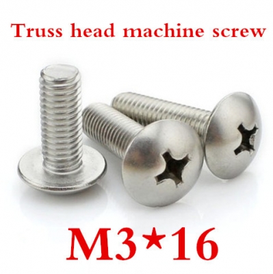 200ps/lot stainless steel m3*16 cross recessed truss head machine screw