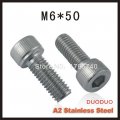 20pc din912 m6 x 50 screw stainless steel a2 hexagon hex socket head cap screws
