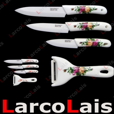 4PCS 3" 4" 5" inch Porcelain Handle Paring Fruit Utility Antibacterial Zirconia Ceramic Knife + Peeler Set Kitchen Knives