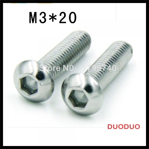 500pcs iso7380 m3 x 20 a2 stainless steel screw hexagon hex socket button head screws