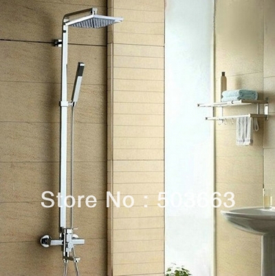 8'' Shower Head Single Handle Wall Mount Rain with Adjustable Slide Bar and Build-in Shower Faucet Set , Chrome Y-1611 [Shower Faucet Set 2234|]